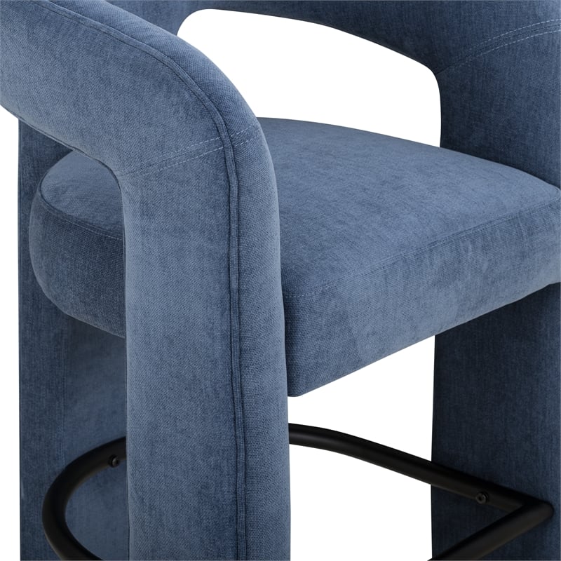 Malone Denim Blue Performance Fabric Bar Stool