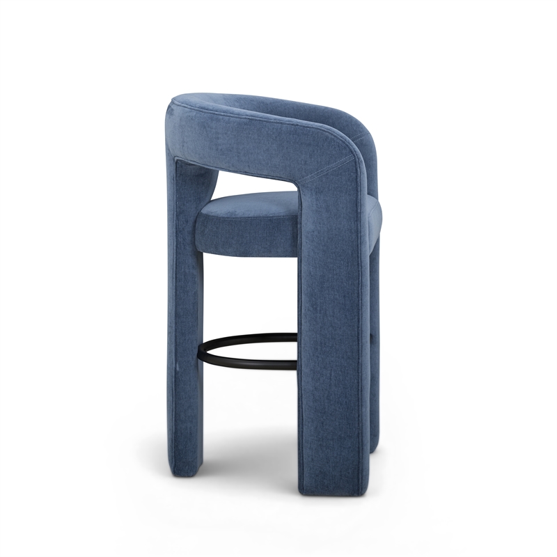 Malone Denim Blue Performance Fabric Bar Stool