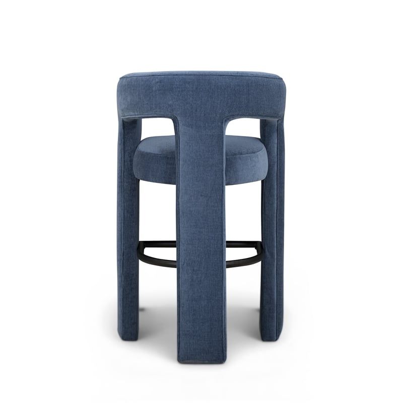 Malone Denim Blue Performance Fabric Bar Stool