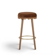Oodle Bronze Performance Vegan Mohair Light Walnut Bar Stool