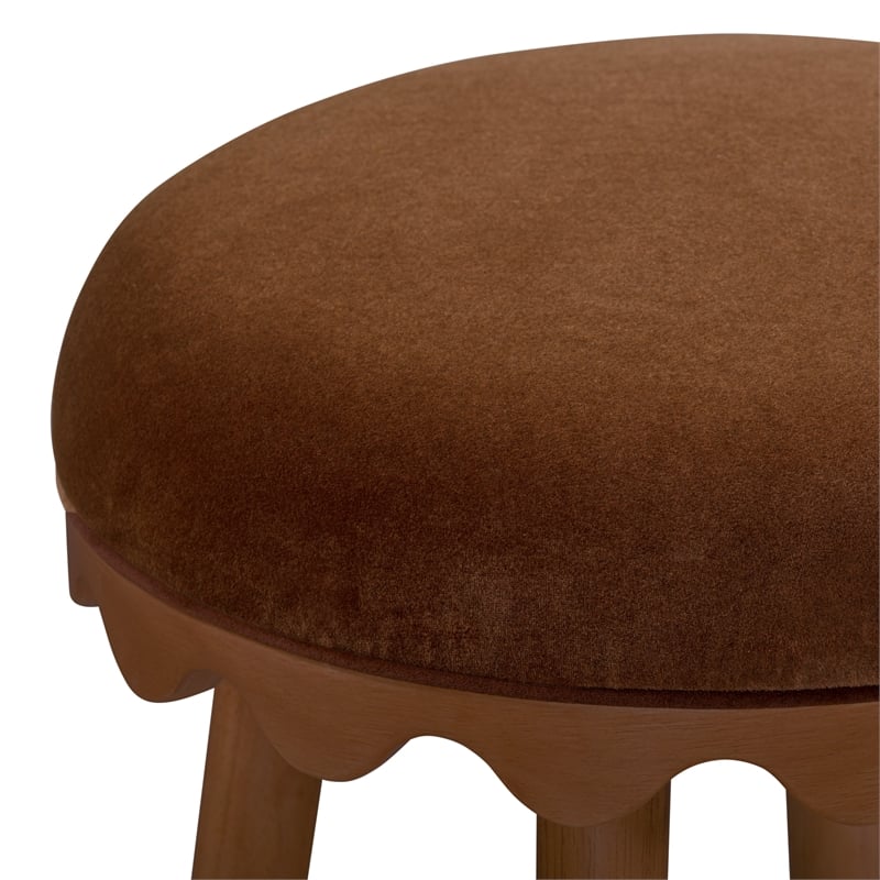 Oodle Bronze Performance Vegan Mohair Light Walnut Bar Stool