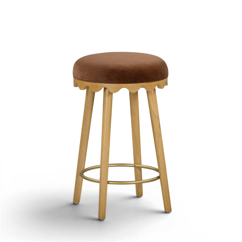 Oodle Bronze Performance Vegan Mohair Natural Counter Stool
