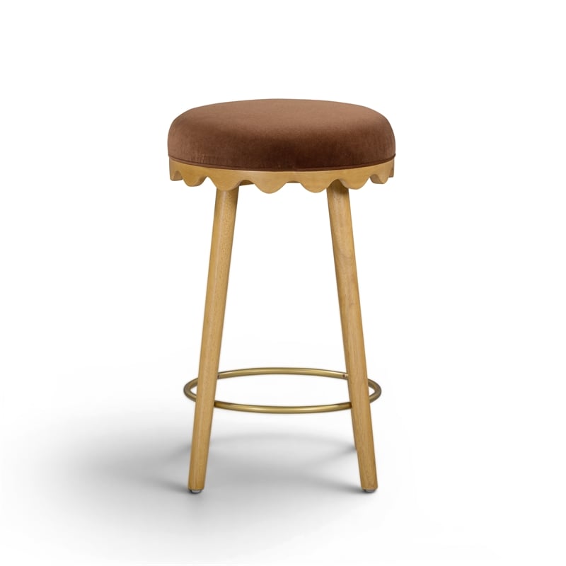Oodle Bronze Performance Vegan Mohair Natural Counter Stool