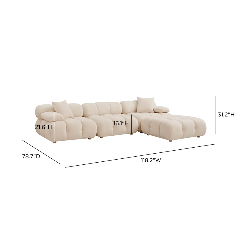 Calliope Cream Performance Velvet 4-piece Modular Sectional