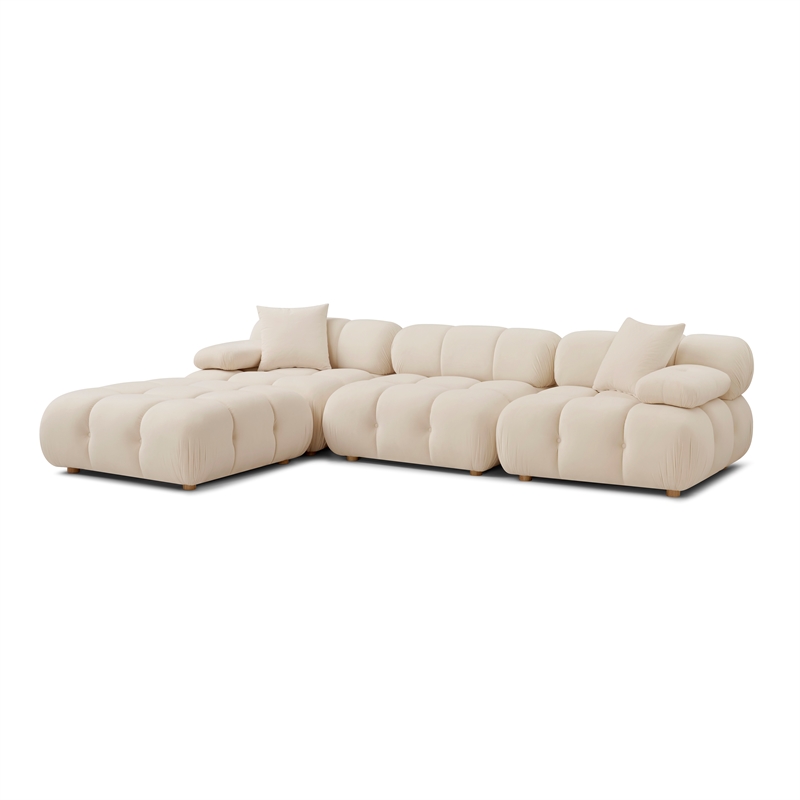 Calliope Cream Performance Velvet 4-piece Modular Sectional