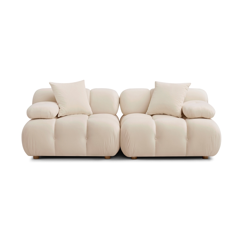 Calliope Cream Performance Velvet Modular Loveseat