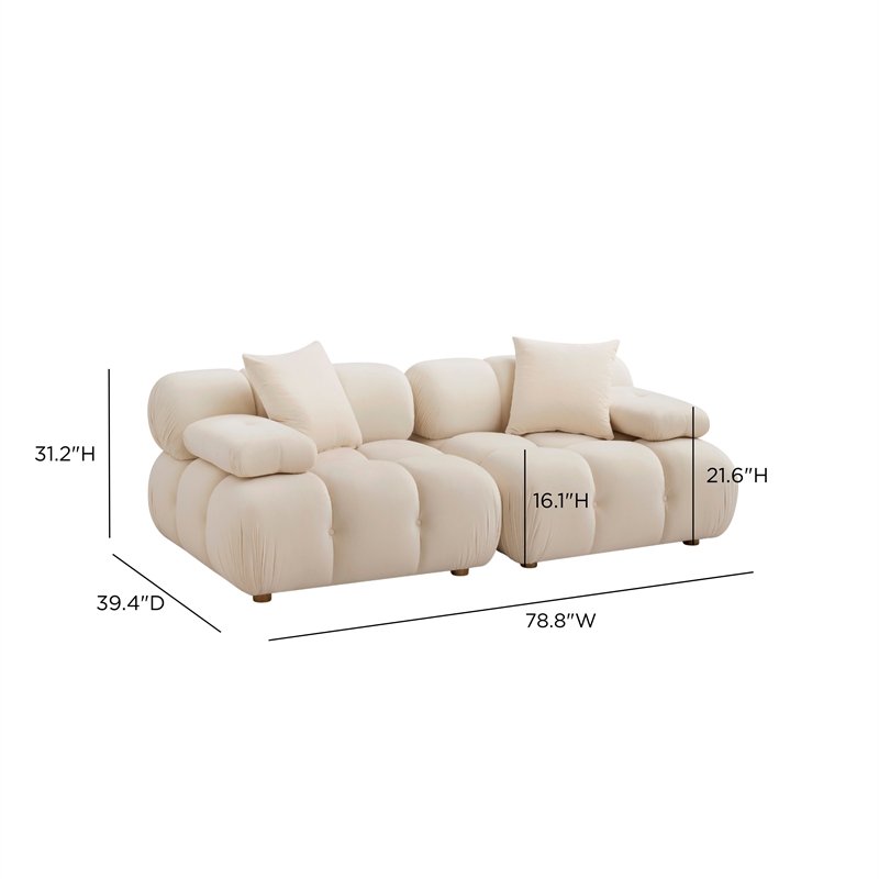 Calliope Cream Performance Velvet Modular Loveseat