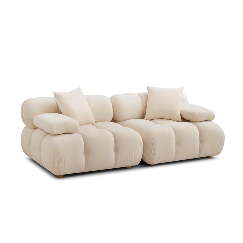 Calliope Cream Performance Velvet Modular Loveseat