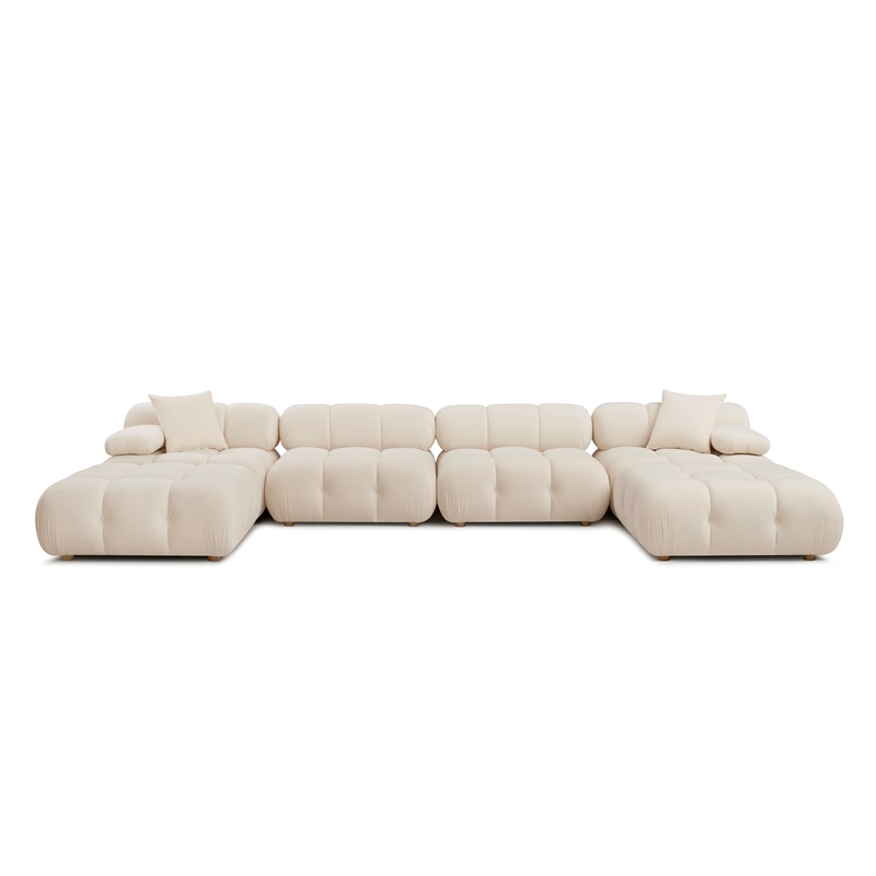 Calliope Cream Performance Velvet 6-piece Modular U-Sectional