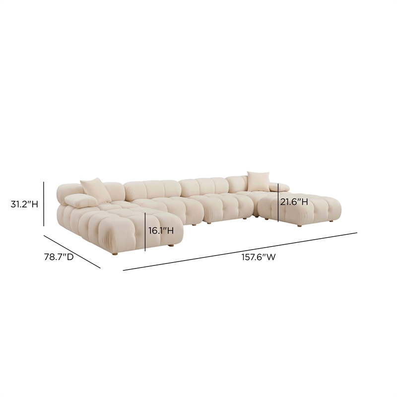 Calliope Cream Performance Velvet 6-piece Modular U-Sectional