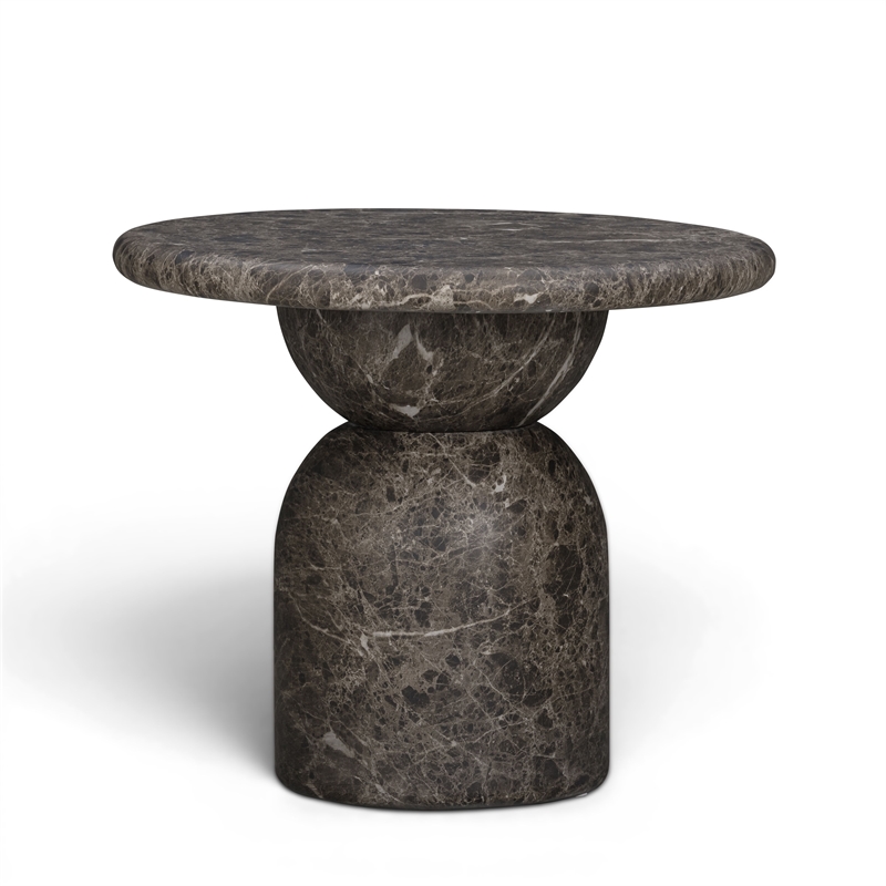 Cynthia Dark Emperador Faux Marble Indoor / Outdoor Side Table