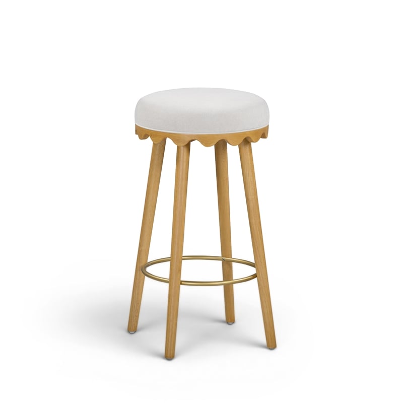 Oodle Cream Performance Vegan Mohair Natural Bar Stool