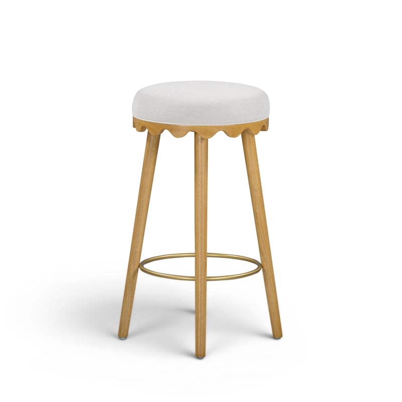 Oodle Cream Performance Vegan Mohair Natural Bar Stool
