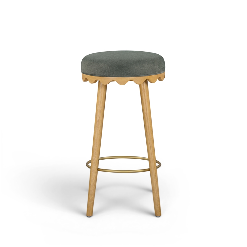 Oodle Green Performance Vegan Mohair Natural Bar Stool
