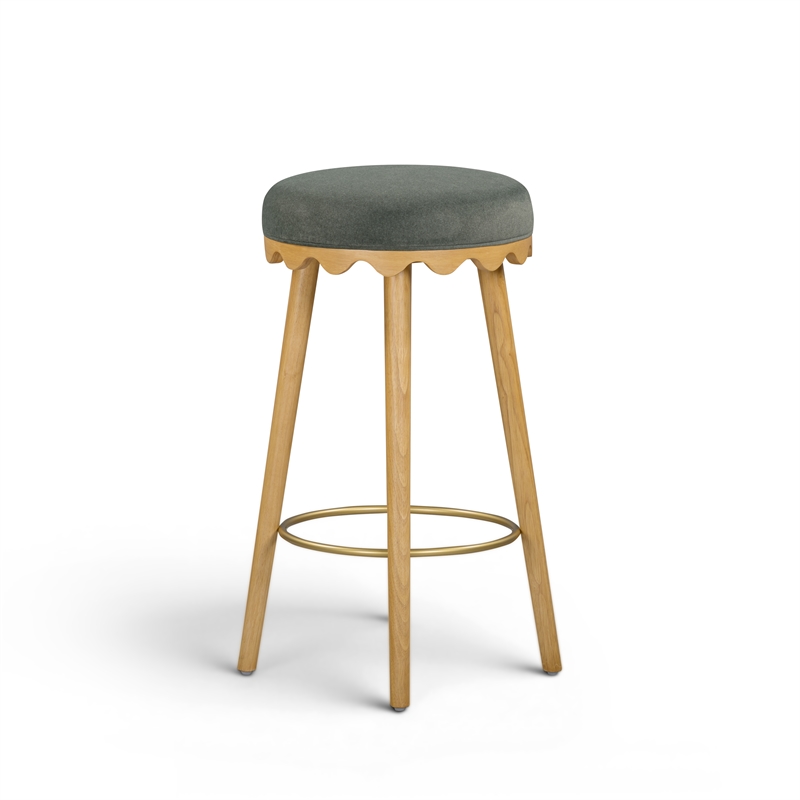 Oodle Green Performance Vegan Mohair Natural Bar Stool