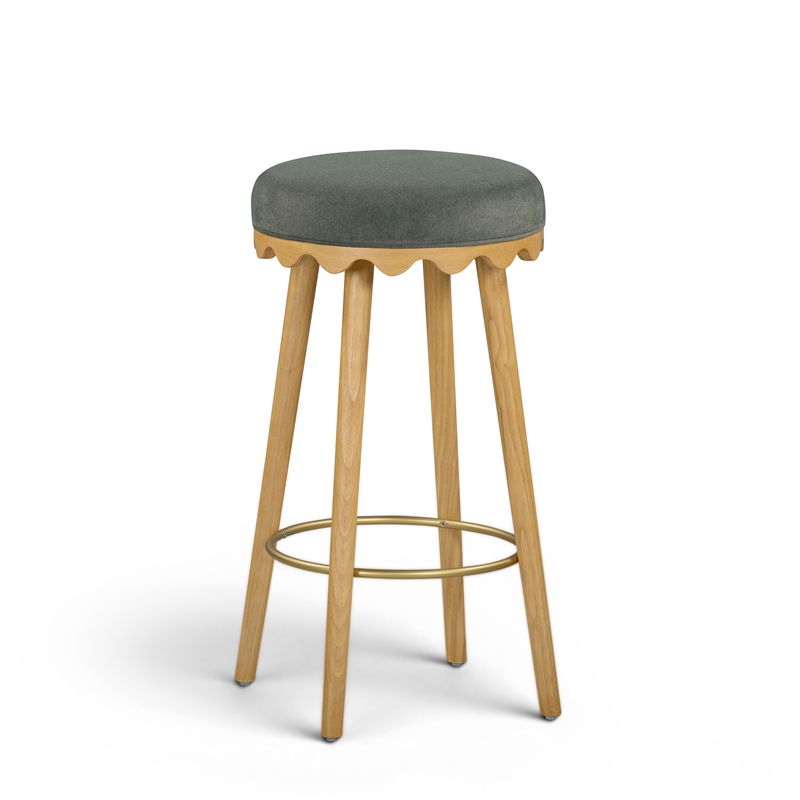 Oodle Green Performance Vegan Mohair Natural Bar Stool
