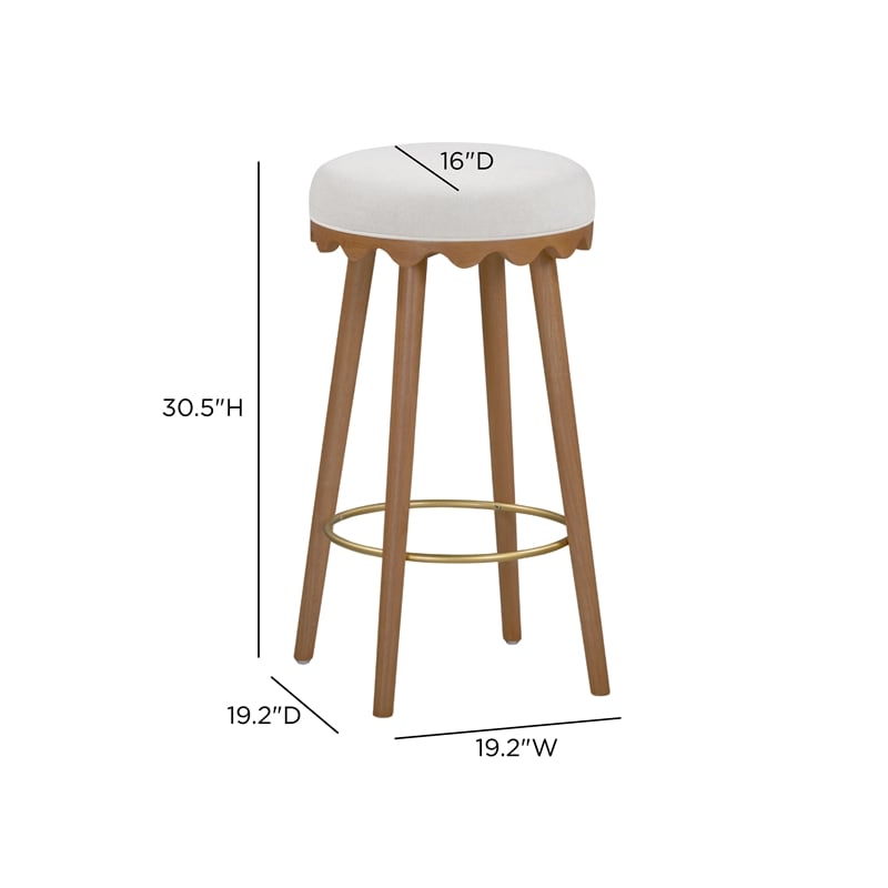 Oodle Cream Performance Vegan Mohair Light Walnut Bar Stool