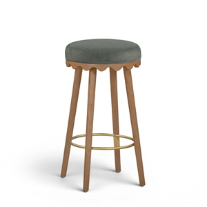 Oodle Green Performance Vegan Mohair Light Walnut Bar Stool
