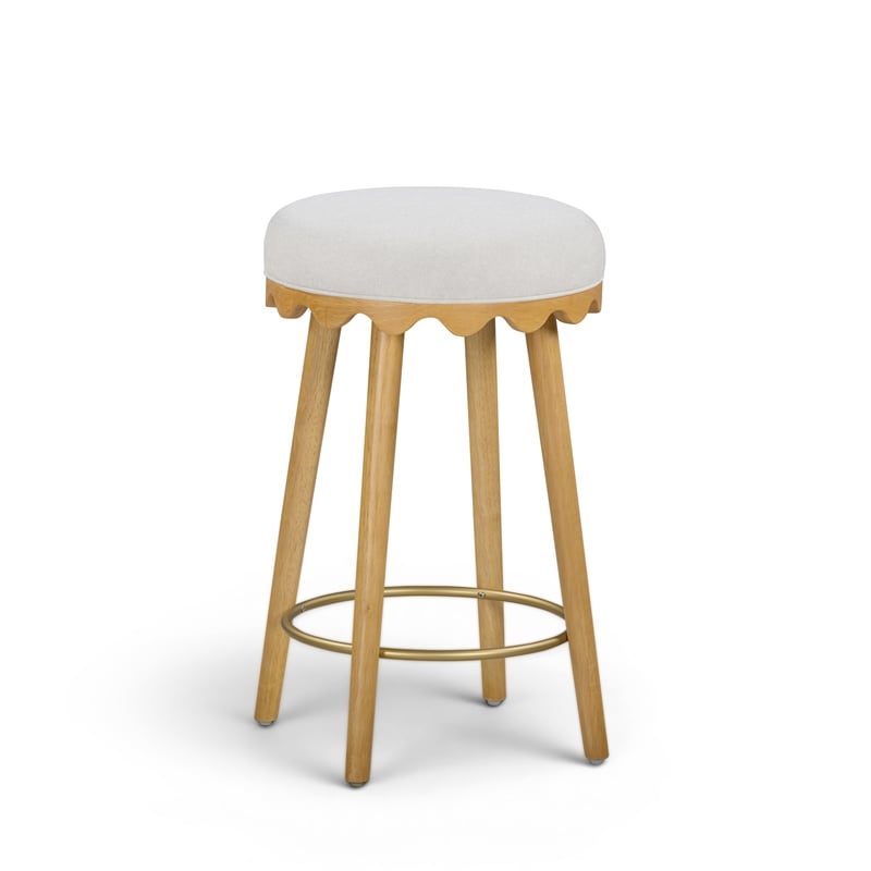 Oodle Cream Performance Vegan Mohair Natural Counter Stool