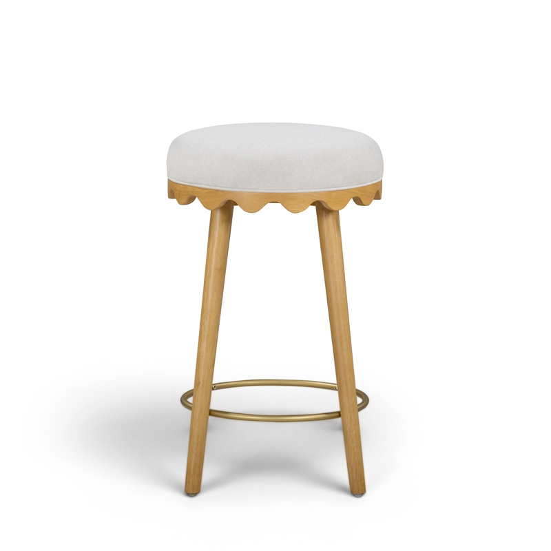 Oodle Cream Performance Vegan Mohair Natural Counter Stool