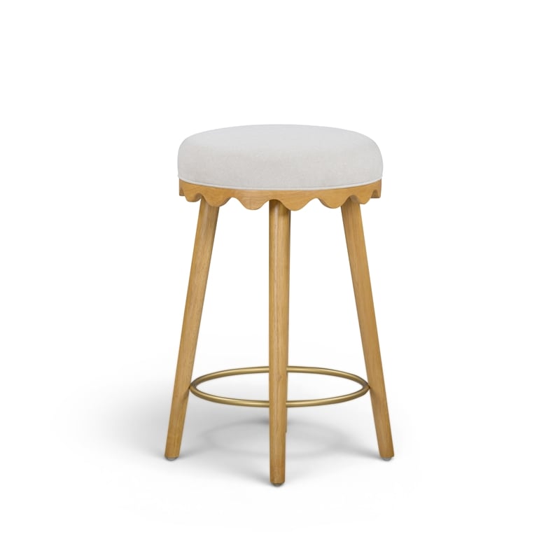 Oodle Cream Performance Vegan Mohair Natural Counter Stool
