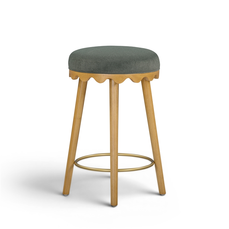 Oodle Green Performance Vegan Mohair Natural Counter Stool