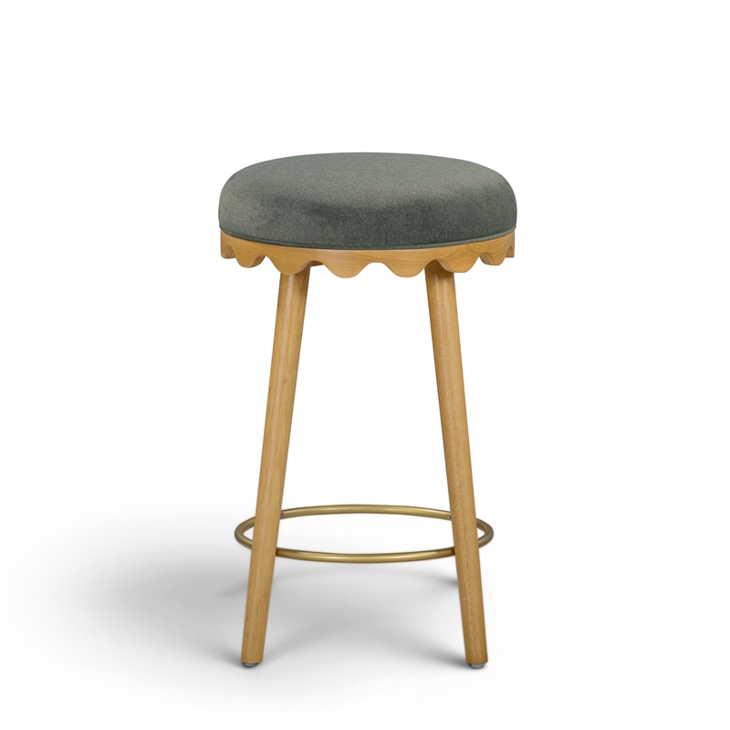 Oodle Green Performance Vegan Mohair Natural Counter Stool