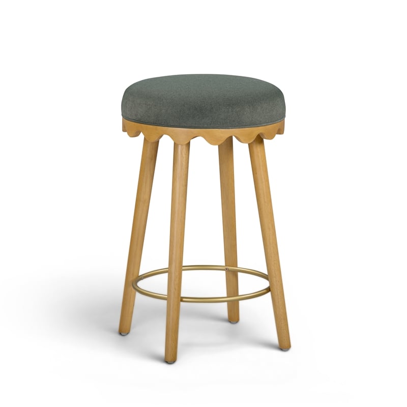 Oodle Green Performance Vegan Mohair Natural Counter Stool
