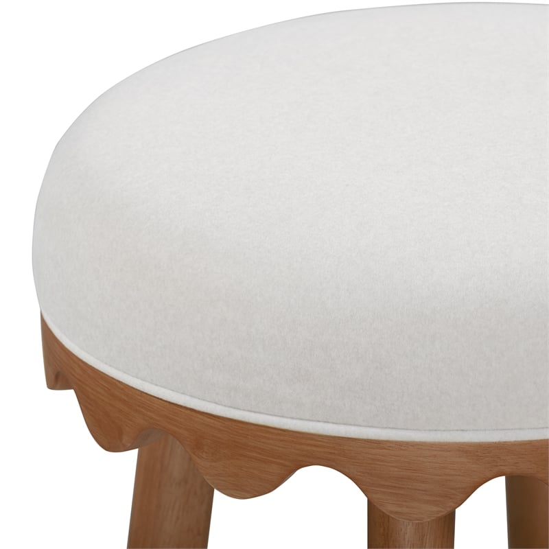 Oodle Cream Performance Vegan Mohair Light Walnut Counter Stool