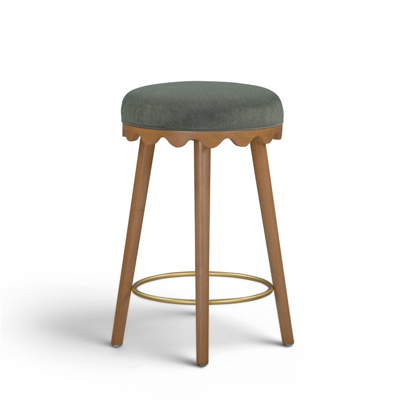 Oodle Green Performance Vegan Mohair Light Walnut Counter Stool