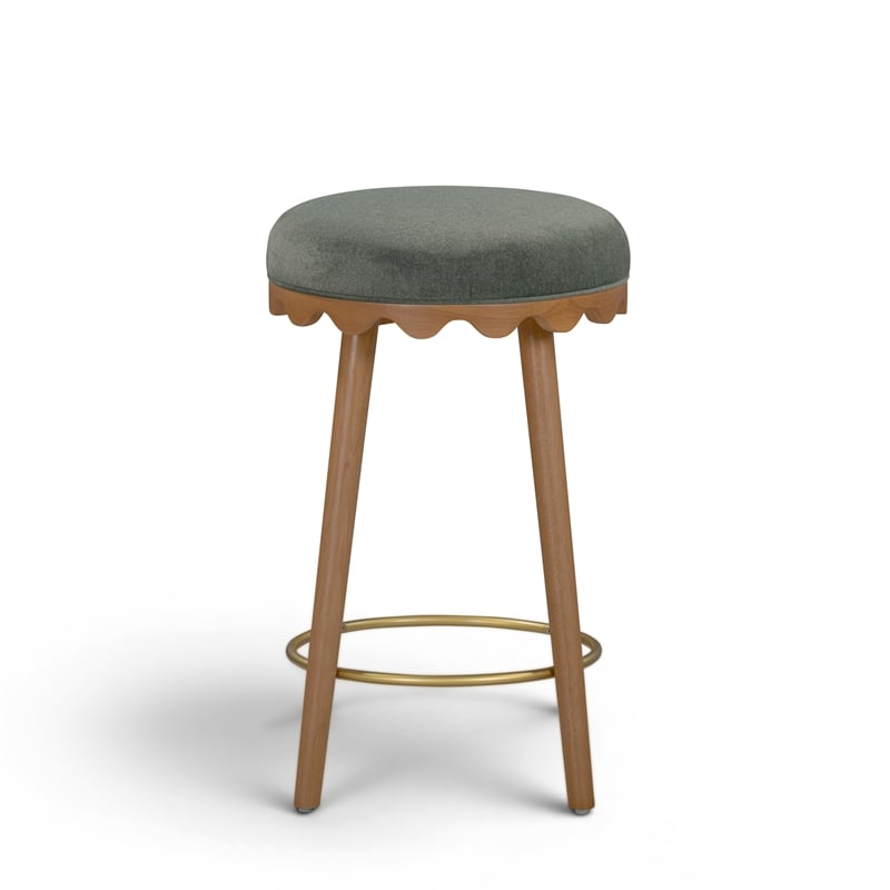 Oodle Green Performance Vegan Mohair Light Walnut Counter Stool