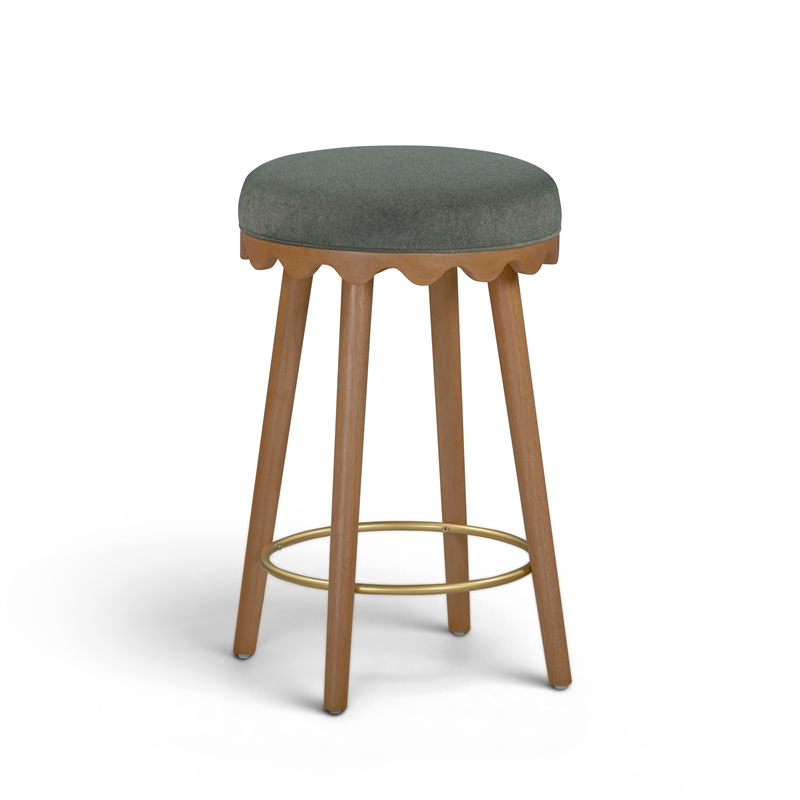 Oodle Green Performance Vegan Mohair Light Walnut Counter Stool