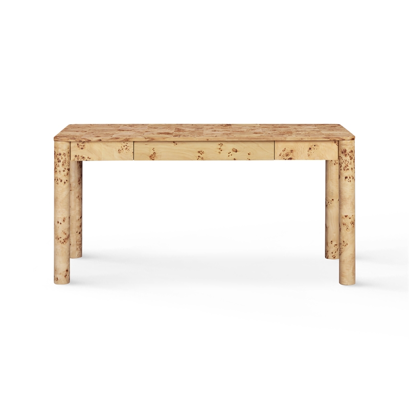 Berri Natural Burl 3-Drawer Work Desk