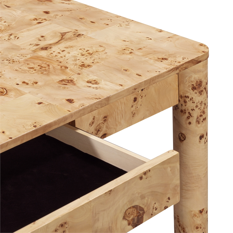 Berri Natural Burl 3-Drawer Work Desk