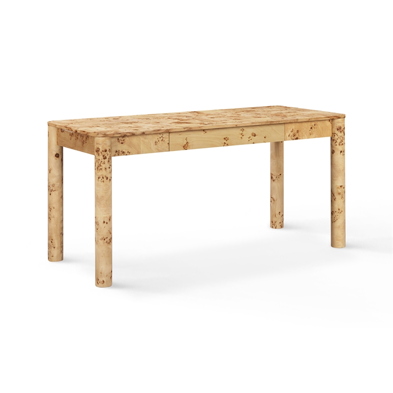 Berri Natural Burl 3-Drawer Work Desk