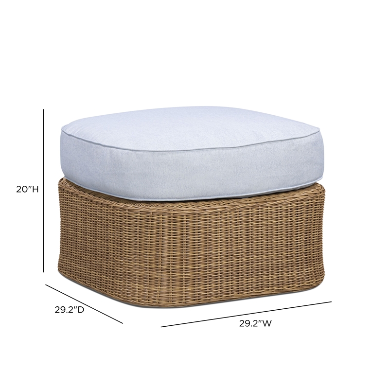 Axel Blue Boucle Outdoor Ottoman