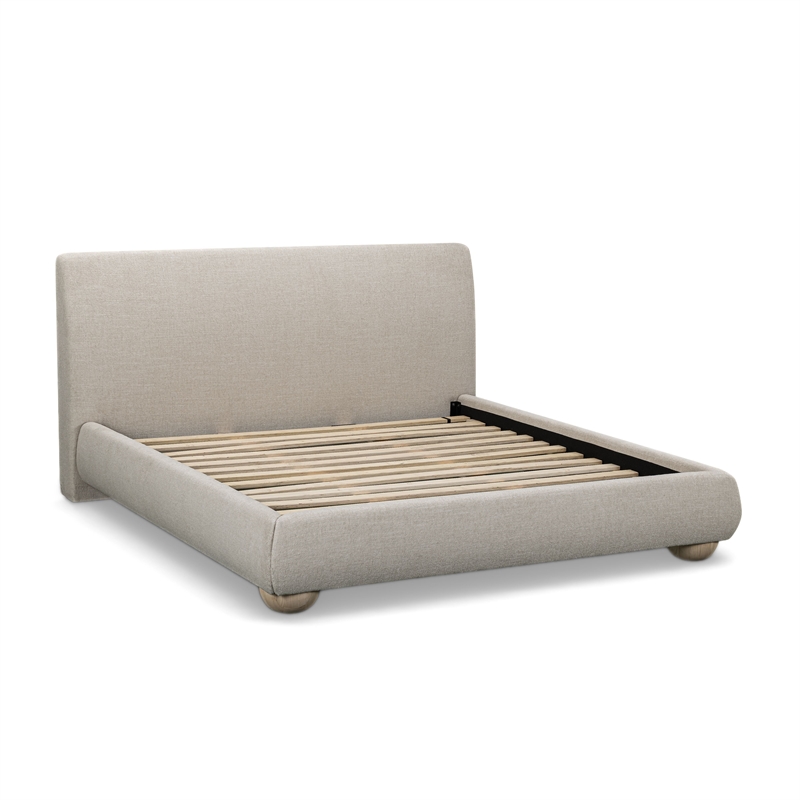 Rayne Cream Textured Fabric King Bed