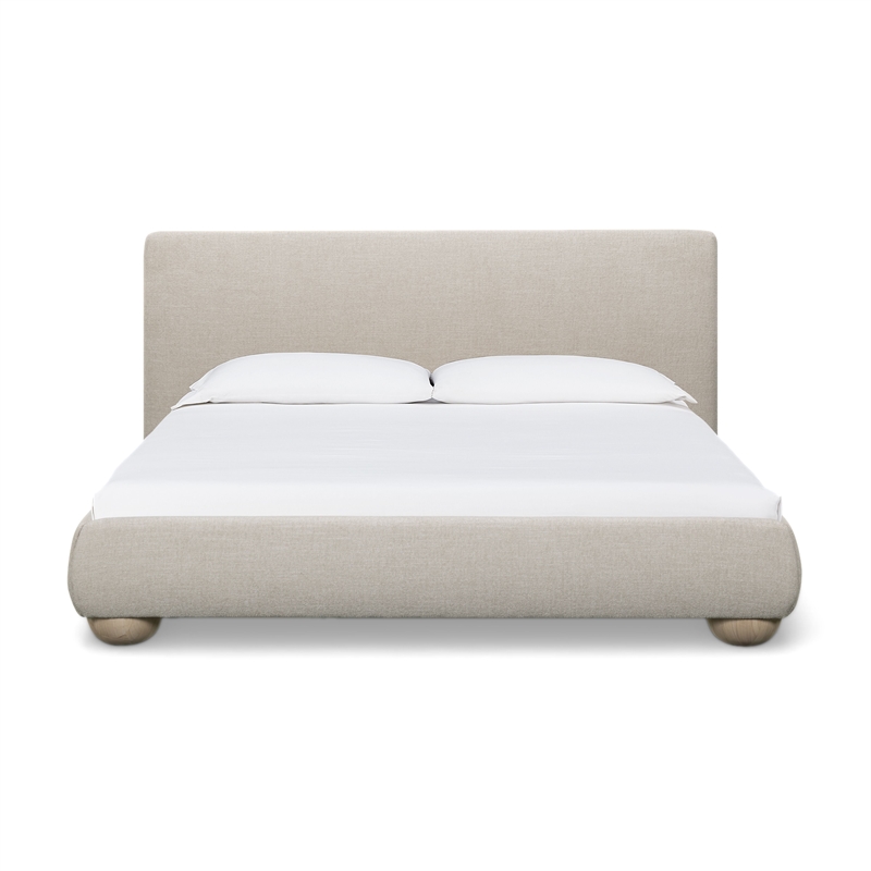 Rayne Cream Textured Fabric King Bed