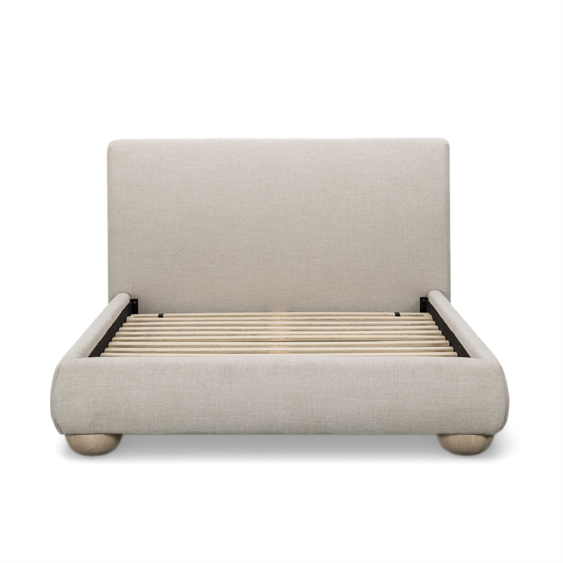 Rayne Cream Textured Fabric Queen Bed