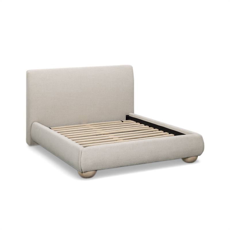 Rayne Cream Textured Fabric Queen Bed