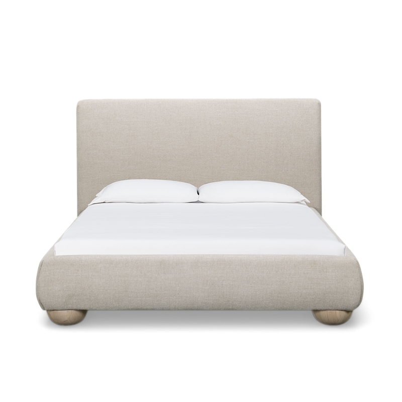 Rayne Cream Textured Fabric Queen Bed