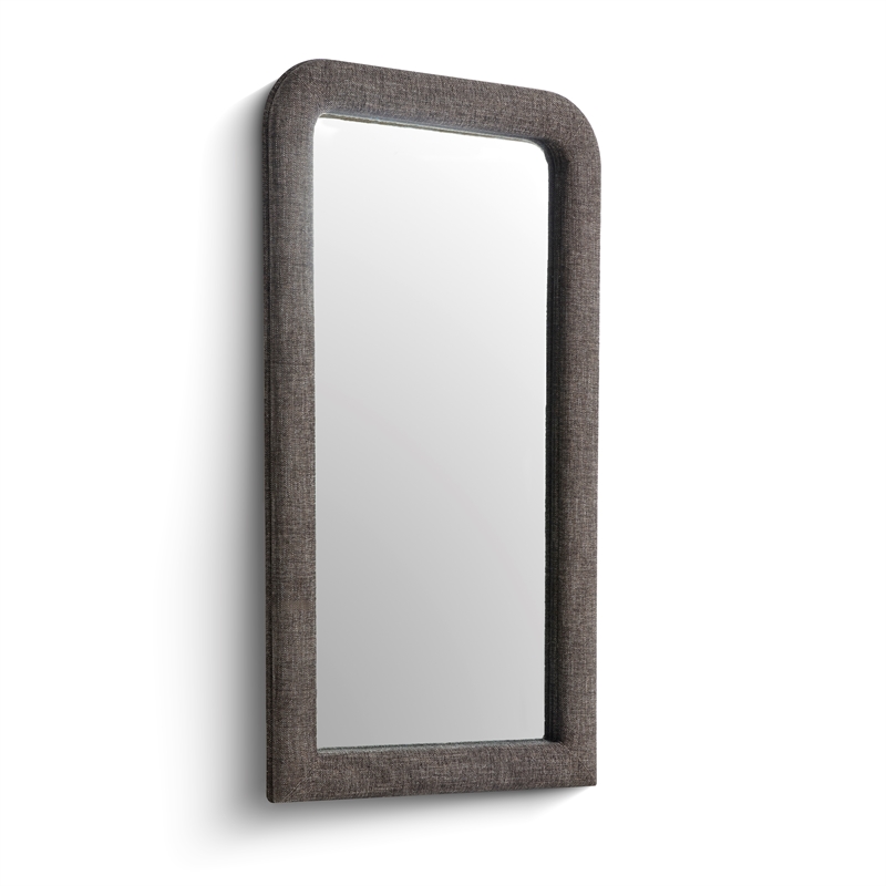 Heidi Oversized Upholstered Floor Mirror in Espresso Textured Fabric