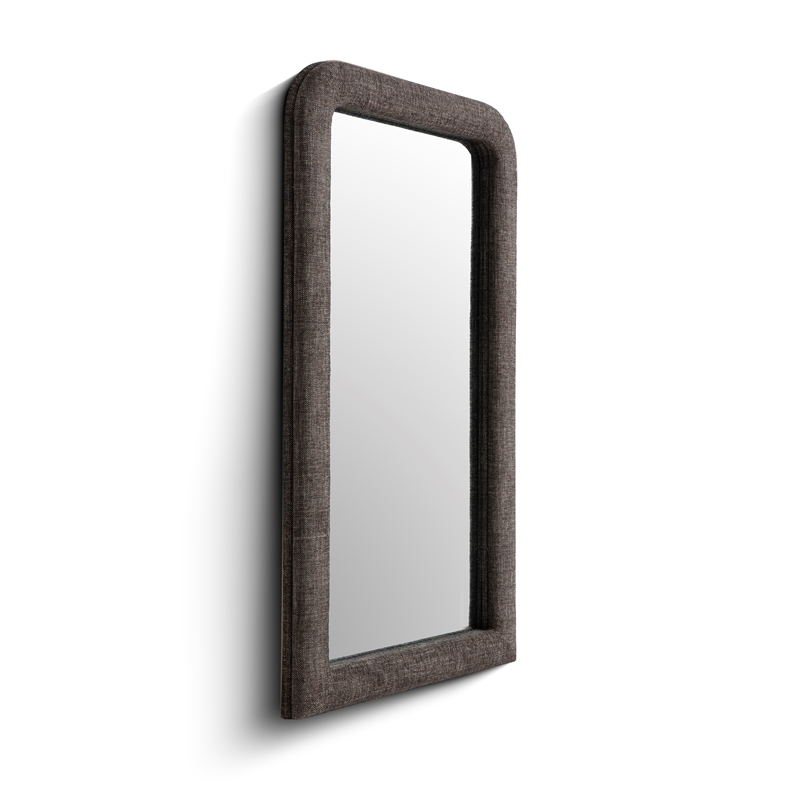 Heidi Oversized Upholstered Floor Mirror in Espresso Textured Fabric