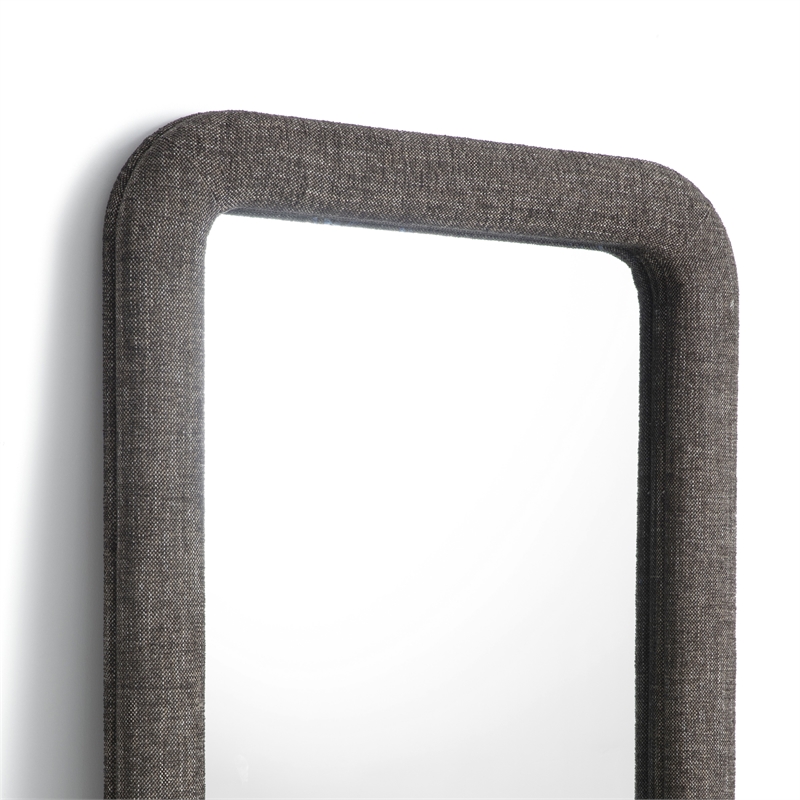 Heidi Oversized Upholstered Floor Mirror in Espresso Textured Fabric