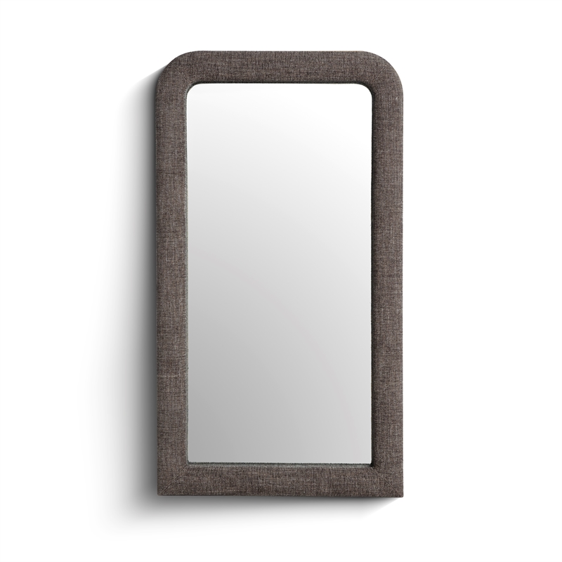 Heidi Oversized Upholstered Floor Mirror in Espresso Textured Fabric