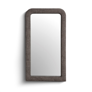 Heidi Oversized Upholstered Floor Mirror in Espresso Textured Fabric