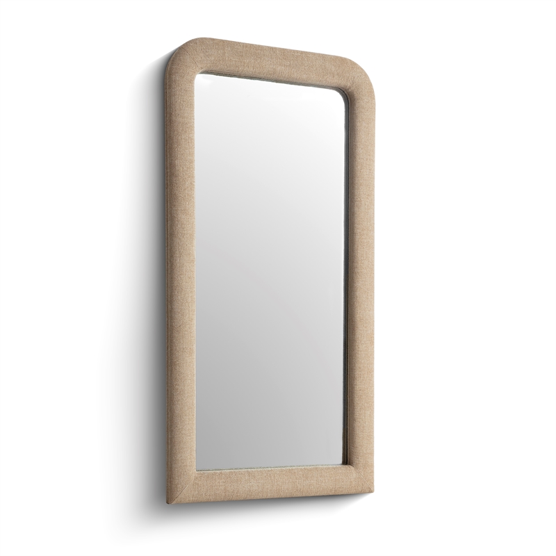 Heidi Oversized Upholstered Floor Mirror in Honey Textured Fabric