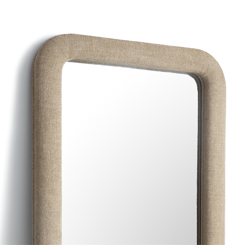 Heidi Oversized Upholstered Floor Mirror in Honey Textured Fabric