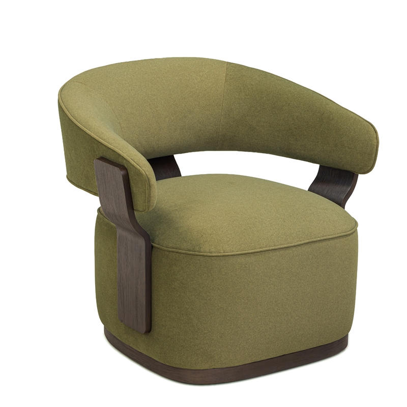 Madison Dark Green Performance Vegan Mohair Swivel Accent Chair