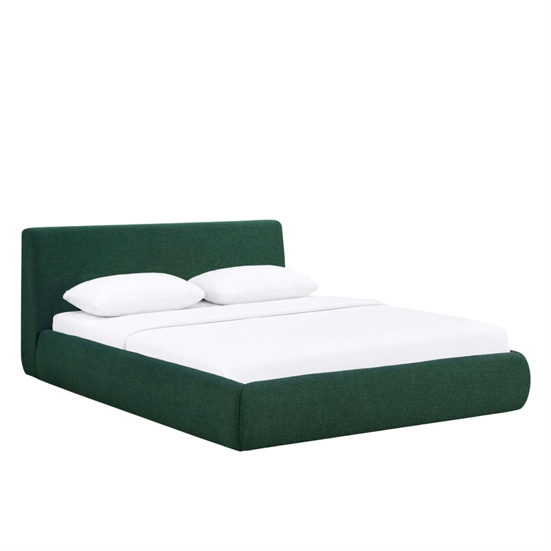 Isla Forest Green Chenille Performance Queen Bed